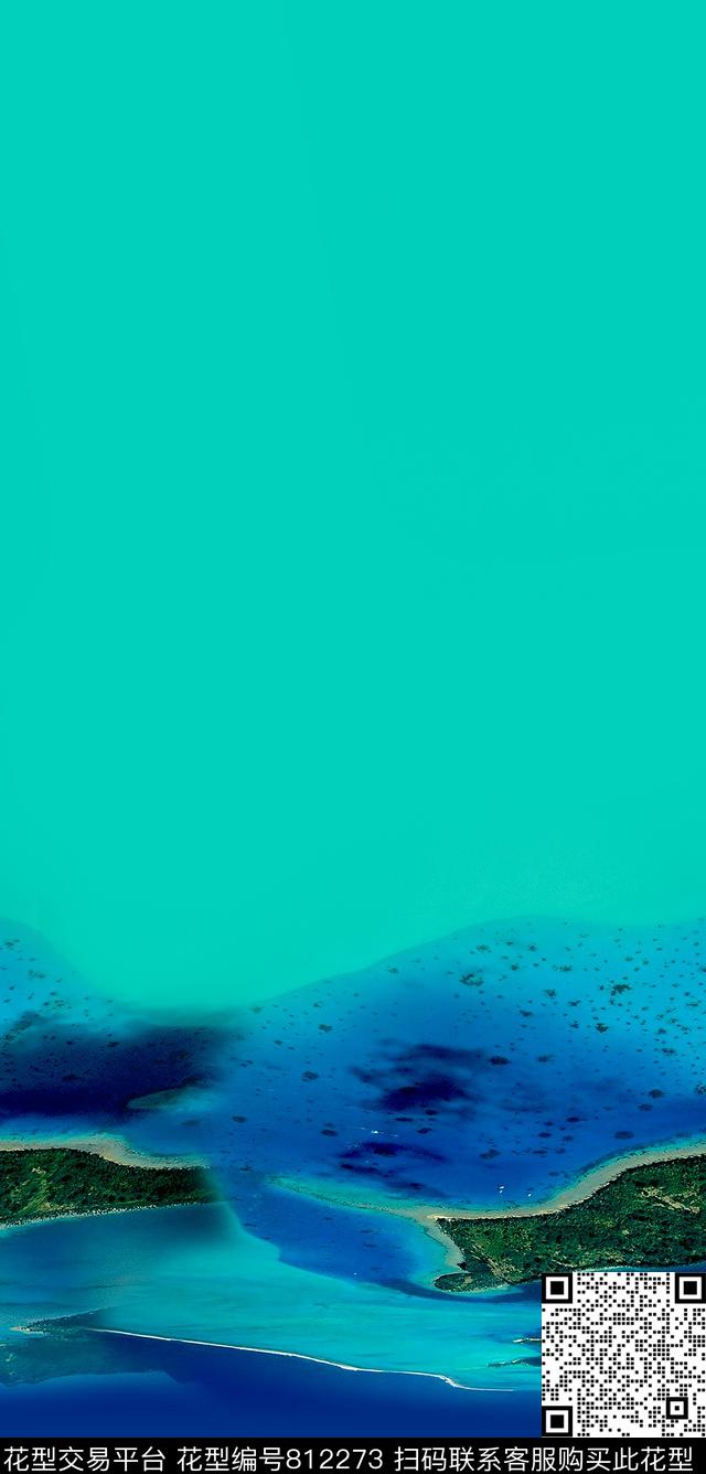 风景海洋沙滩数码印花华亿平台下载（图片编号: 812273） - 瓦栏（Walan）