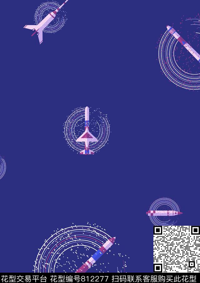 趣味宇宙火箭传统印花华亿平台下载（图片编号: 812277） - 瓦栏（Walan）