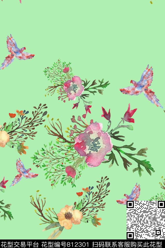 花瓣小碎花花卉创意数码印花华亿平台下载（图片编号: 812301） - 瓦栏（Walan）