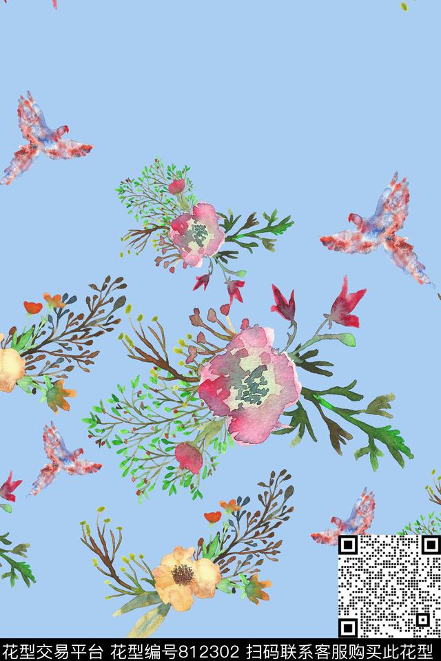 花瓣小碎花花卉创意数码印花华亿平台下载（图片编号: 812302） - 瓦栏（Walan）