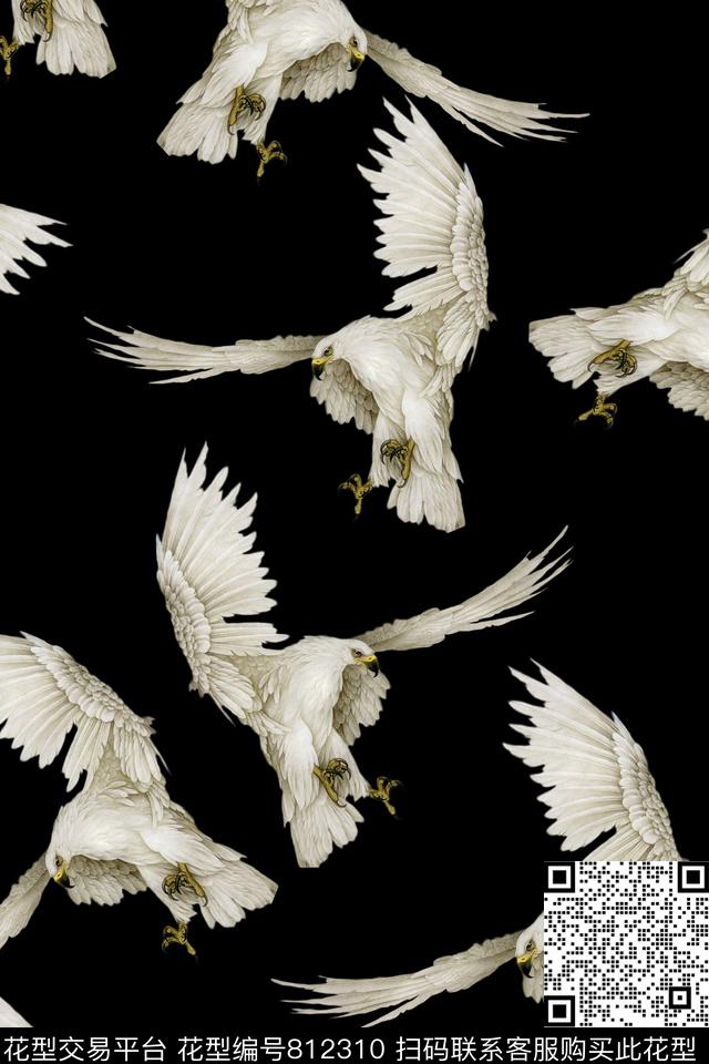 动物鸟雄鹰数码印花华亿平台下载（图片编号: 812310） - 瓦栏（Walan）