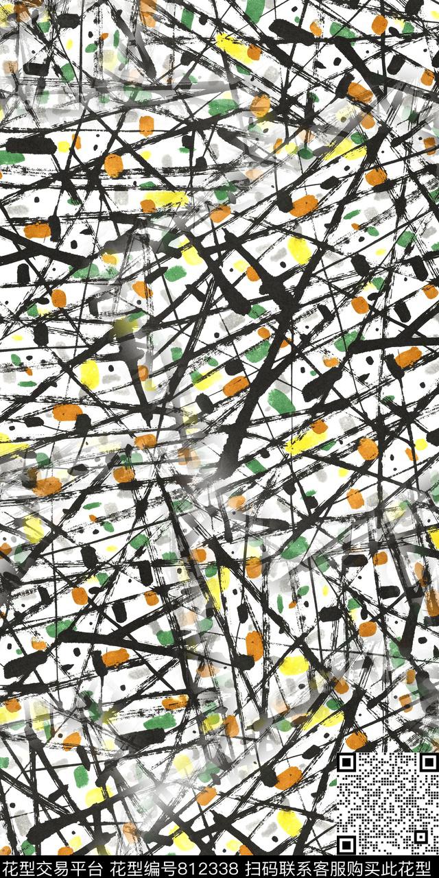 抽象几何手绘笔刷数码印花华亿平台下载（图片编号: 812338） - 瓦栏（Walan）