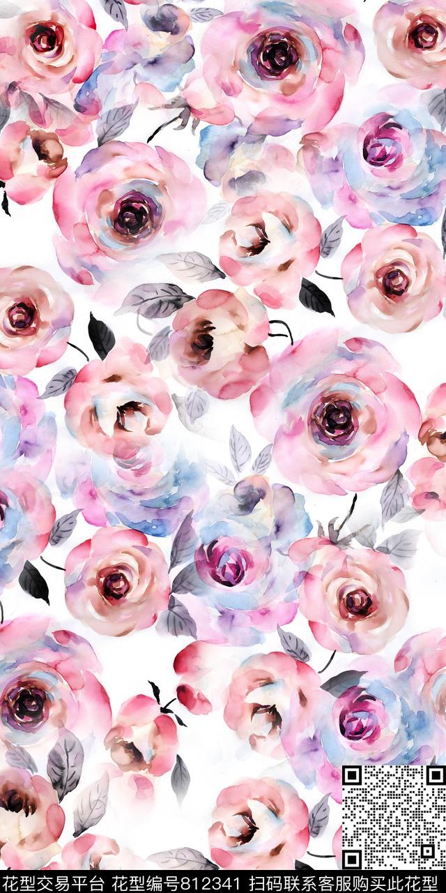 小碎花柔和花卉抽象花卉数码印花华亿平台下载（图片编号: 812341） - 瓦栏（Walan）