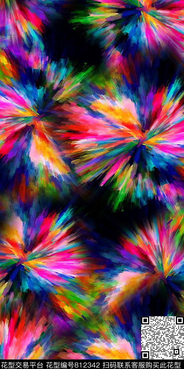 炫彩光束抽象光柱数码印花华亿平台下载（图片编号: 812342） - 瓦栏（Walan）