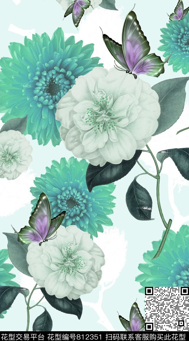 创意服装面料创意图案设计花卉数码印花华亿平台下载（图片编号: 812351） - 瓦栏（Walan）