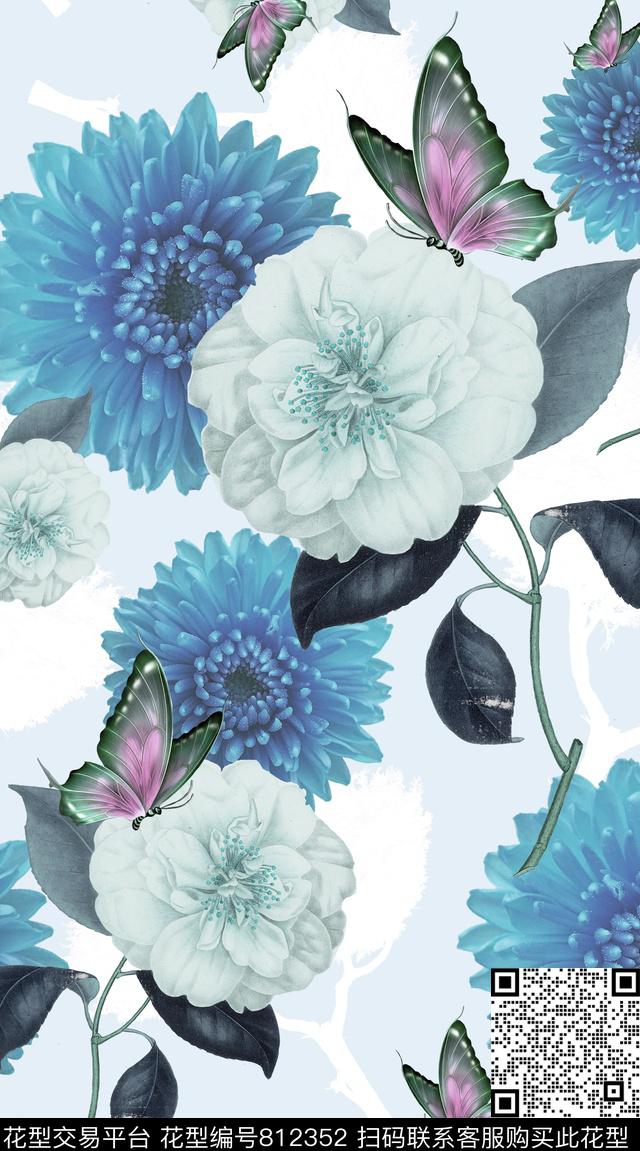 创意服装面料创意图案设计花卉数码印花华亿平台下载（图片编号: 812352） - 瓦栏（Walan）