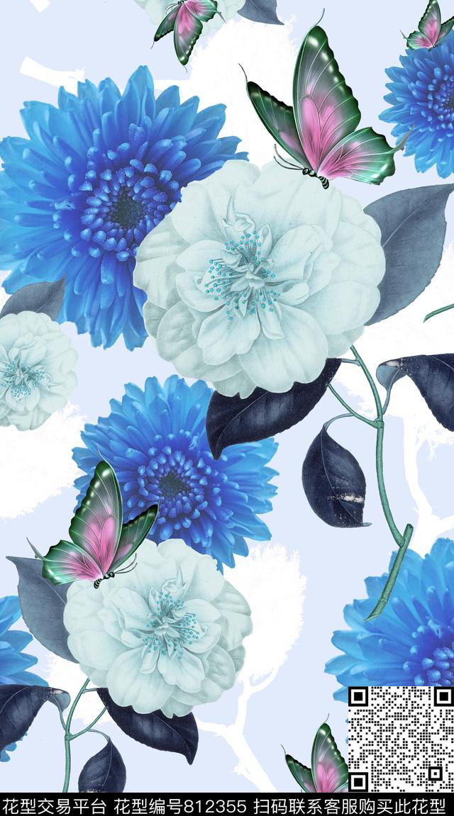 创意服装面料创意图案设计花卉数码印花华亿平台下载（图片编号: 812355） - 瓦栏（Walan）