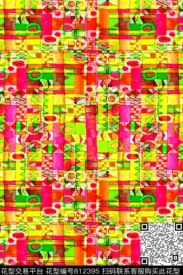 块面色块不规则几何数码印花华亿平台下载（图片编号: 812395） - 瓦栏（Walan）