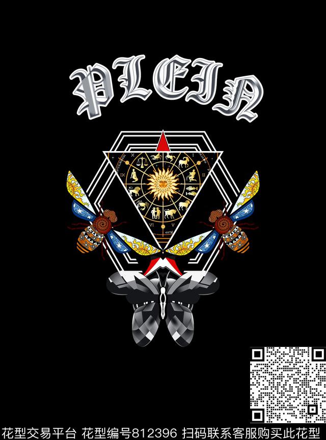 蜜蜂太阳蝴蝶数码印花华亿平台下载（图片编号: 812396） - 瓦栏（Walan）