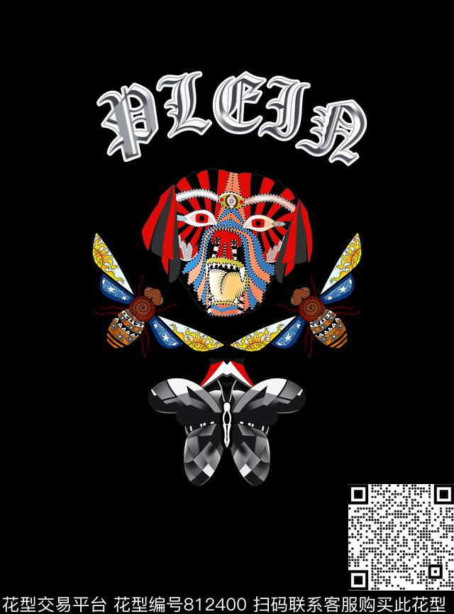 狗头蜜蜂蝴蝶数码印花华亿平台下载（图片编号: 812400） - 瓦栏（Walan）