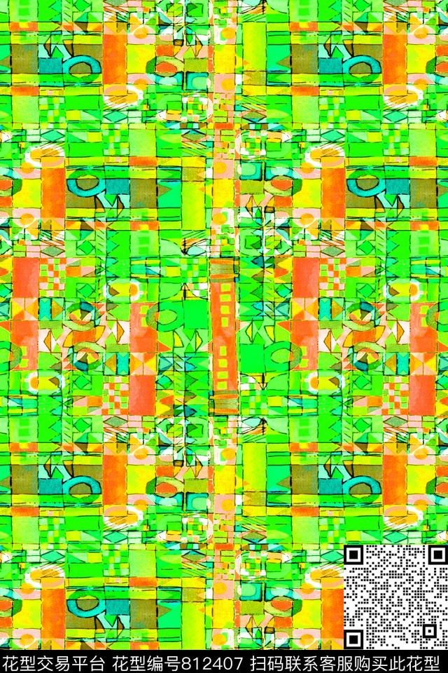 块面色块不规则几何数码印花华亿平台下载（图片编号: 812407） - 瓦栏（Walan）