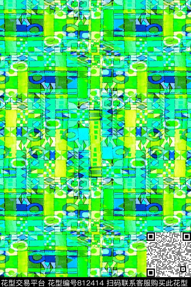 块面色块不规则几何数码印花华亿平台下载（图片编号: 812414） - 瓦栏（Walan）