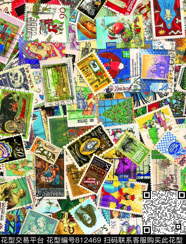 欧美水彩手绘数码印花华亿平台下载（图片编号: 812469） - 瓦栏（Walan）