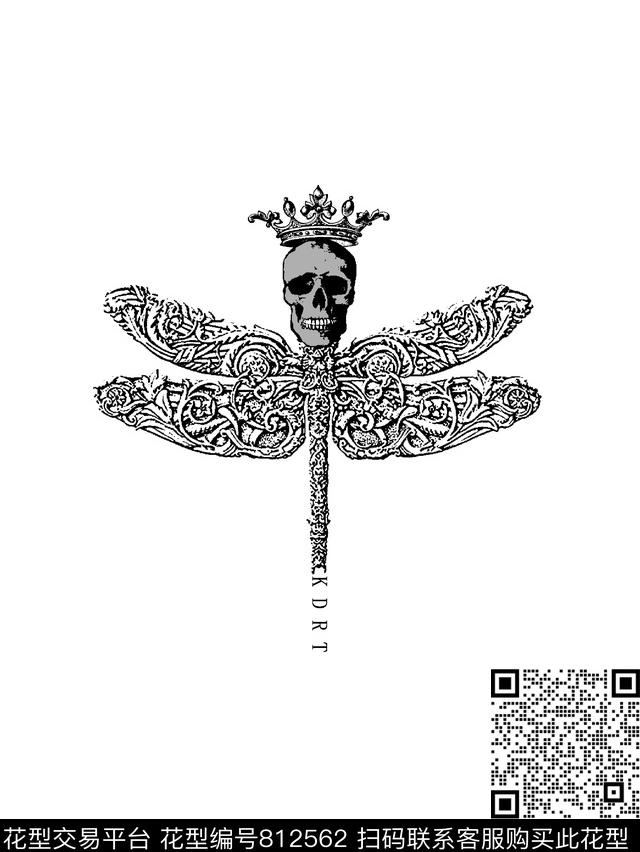 皇冠骷髅头昆虫传统印花华亿平台下载（图片编号: 812562） - 瓦栏（Walan）