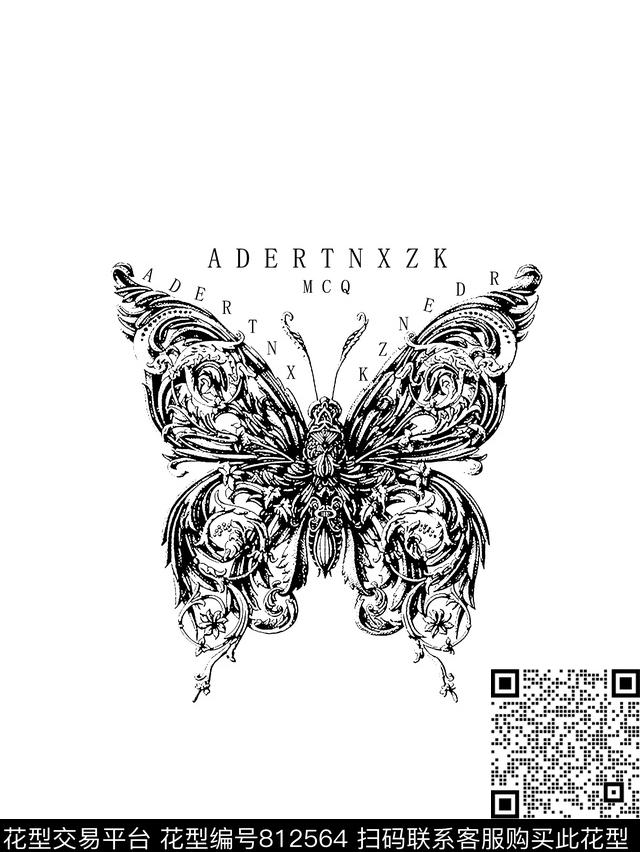 艺术纹理蝴蝶男装T恤华亿平台传统印花华亿平台下载（图片编号: 812564） - 瓦栏（Walan）