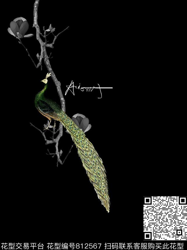 鸟树枝男装T恤华亿平台数码印花华亿平台下载（图片编号: 812567） - 瓦栏（Walan）