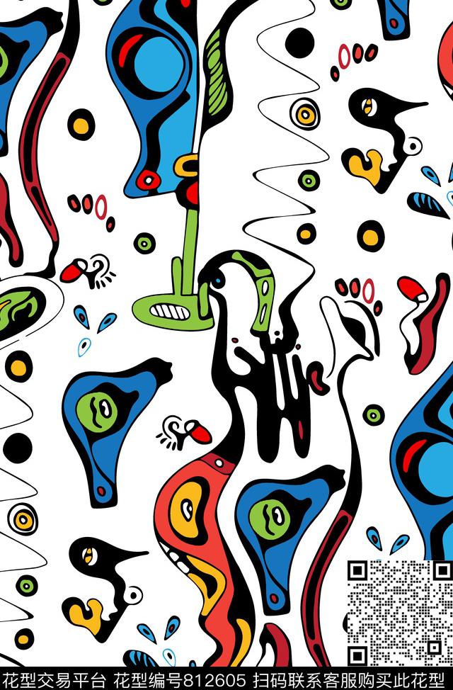 几何波点抽象几何图案女装华亿平台传统印花华亿平台下载（图片编号: 812605） - 瓦栏（Walan）