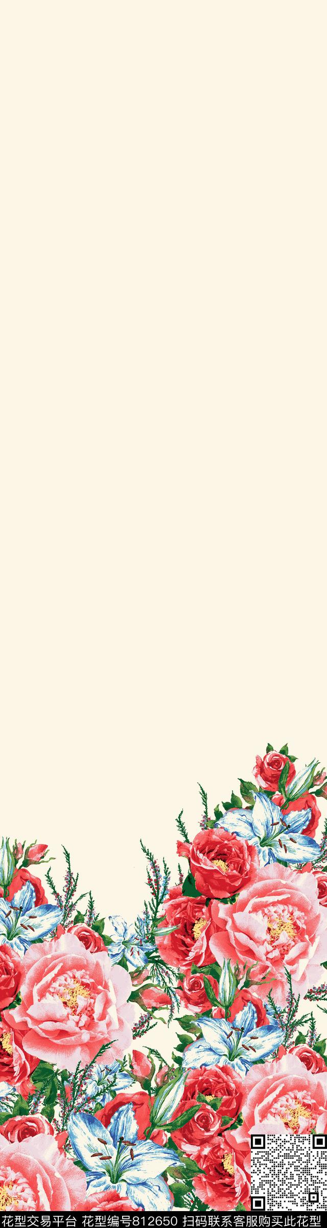 玫瑰民族风传统民族风几何花卉数码印花华亿平台下载（图片编号: 812650） - 瓦栏（Walan）