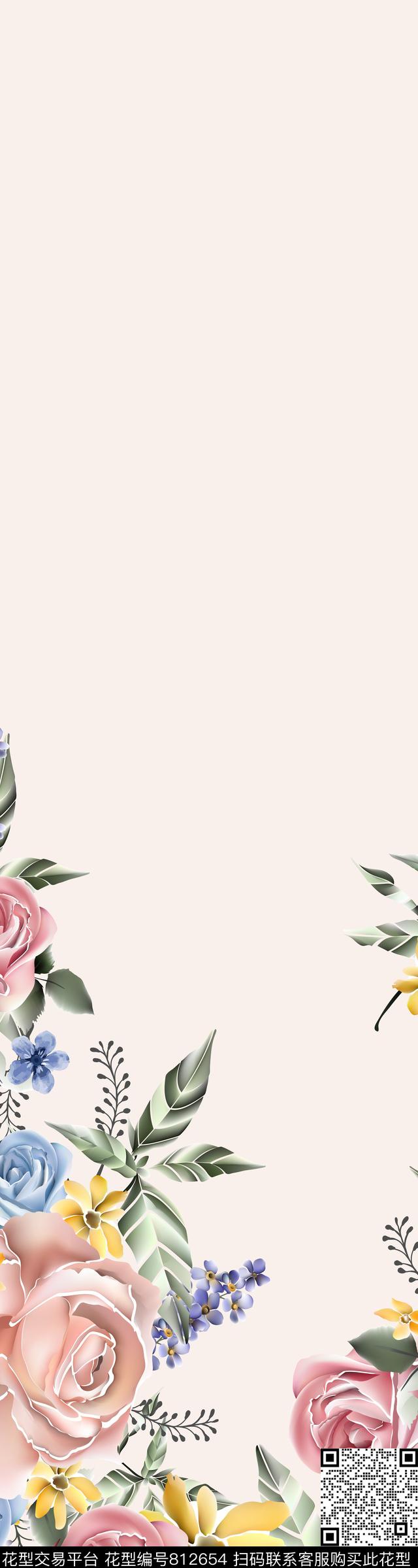 玫瑰传统民族风几何花卉中东华亿平台数码印花华亿平台下载（图片编号: 812654） - 瓦栏（Walan）