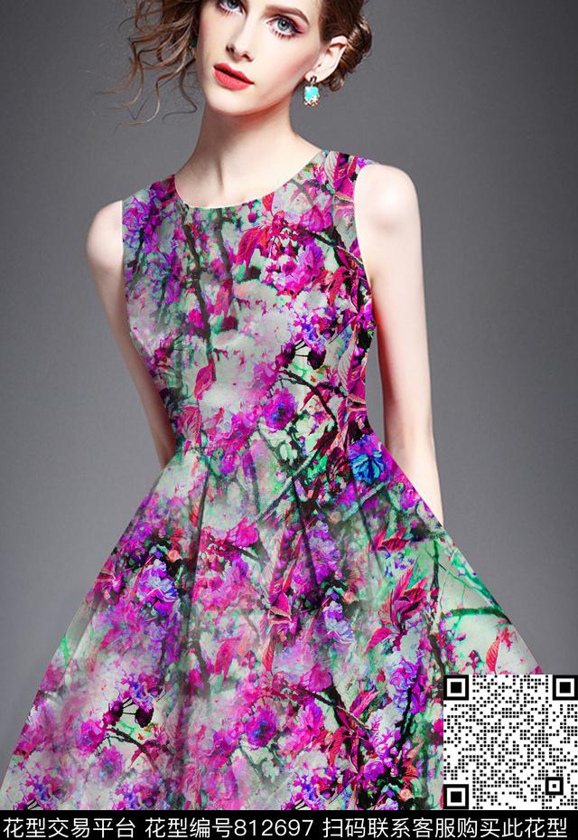 花卉花朵大花数码印花华亿平台下载（图片编号: 812697） - 瓦栏（Walan）