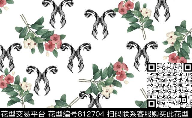 花朵大花几何数码印花华亿平台下载（图片编号: 812704） - 瓦栏（Walan）