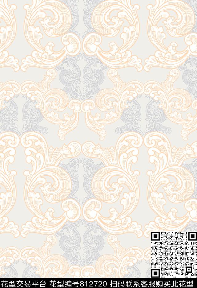欧美土耳其风格卷草纹传统印花华亿平台下载（图片编号: 812720） - 瓦栏（Walan）