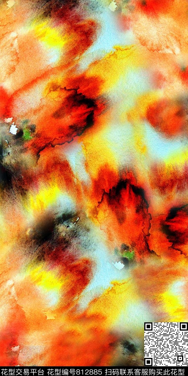 水墨抽象纹路数码印花华亿平台下载（图片编号: 812885） - 瓦栏（Walan）