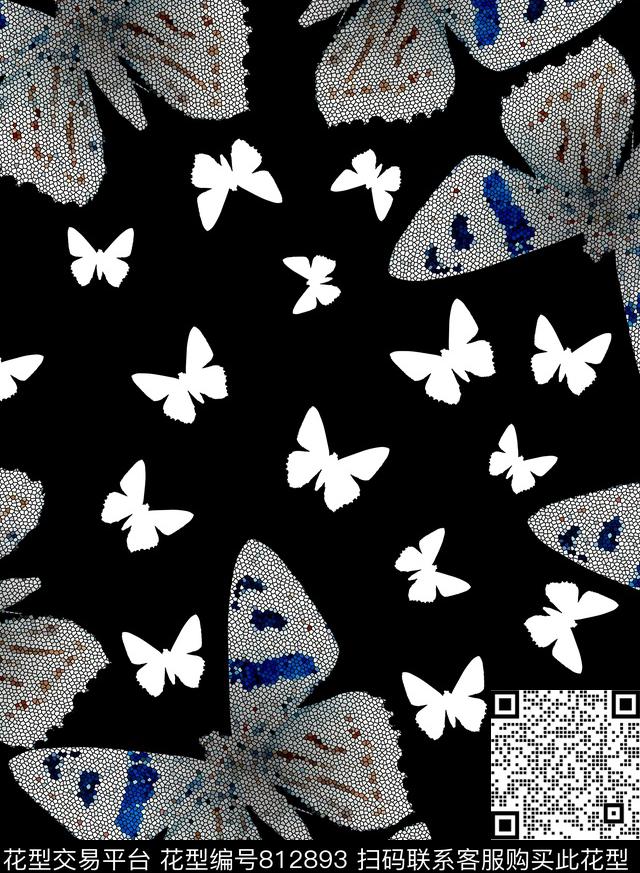 女装时尚蝴蝶数码印花华亿平台下载（图片编号: 812893） - 瓦栏（Walan）