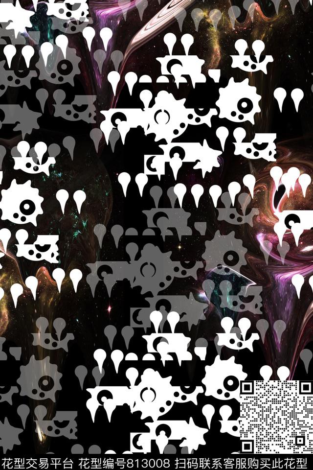 花朵几何不规则几何传统印花华亿平台下载（图片编号: 813008） - 瓦栏（Walan）