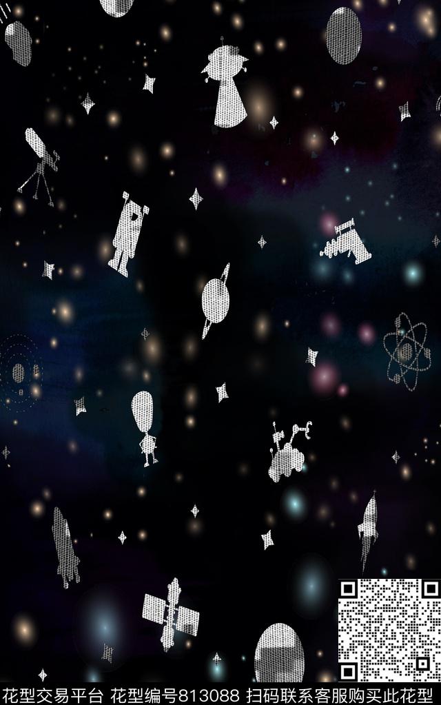 星空几何色块数码印花华亿平台下载（图片编号: 813088） - 瓦栏（Walan）