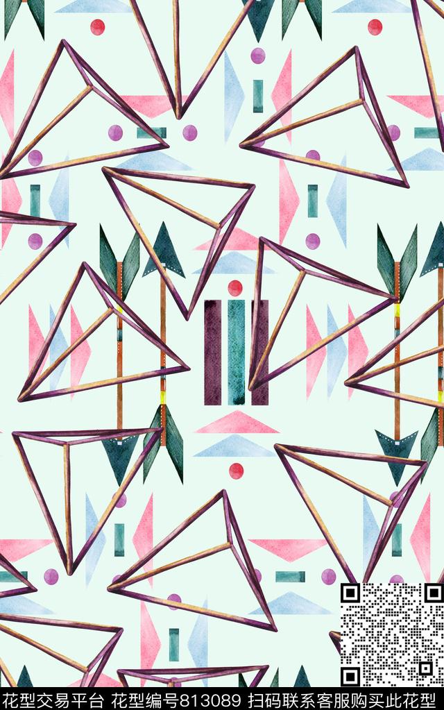 几何色块卡通数码印花华亿平台下载（图片编号: 813089） - 瓦栏（Walan）