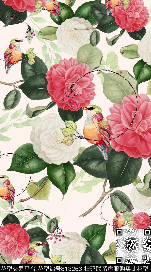创意服装面料创意图案设计花卉数码印花华亿平台下载（图片编号: 813263） - 瓦栏（Walan）