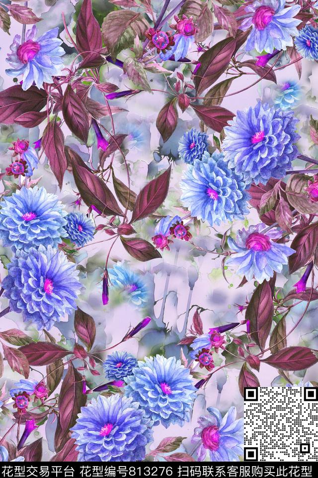 花卉肌理植物数码印花华亿平台下载（图片编号: 813276） - 瓦栏（Walan）