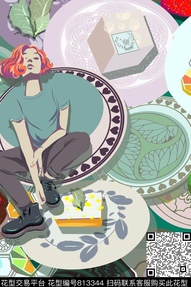 食物点心碟子女人传统印花华亿平台下载（图片编号: 813344） - 瓦栏（Walan）