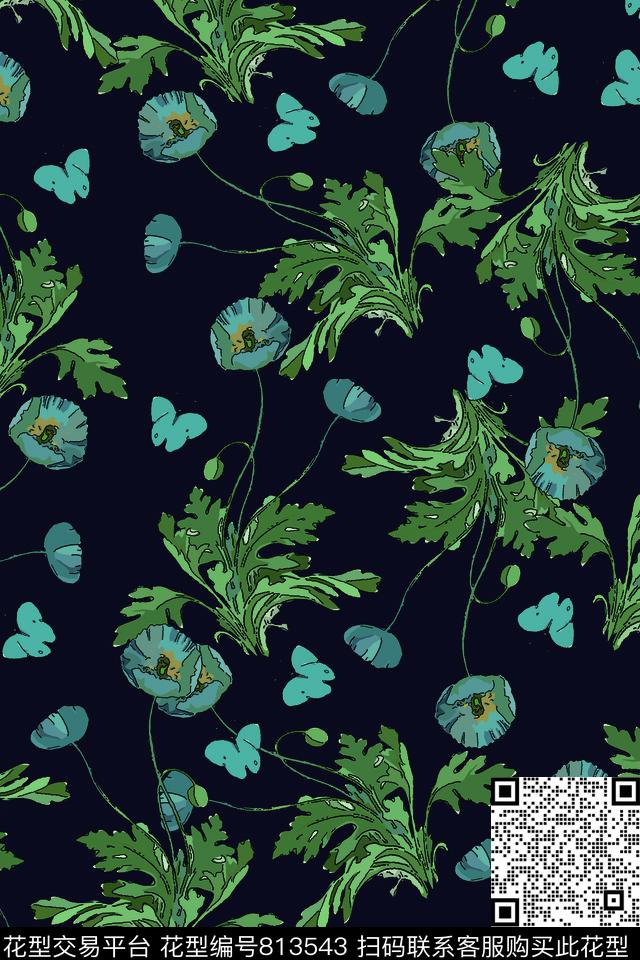 花朵花卉休闲传统印花华亿平台下载（图片编号: 813543） - 瓦栏（Walan）