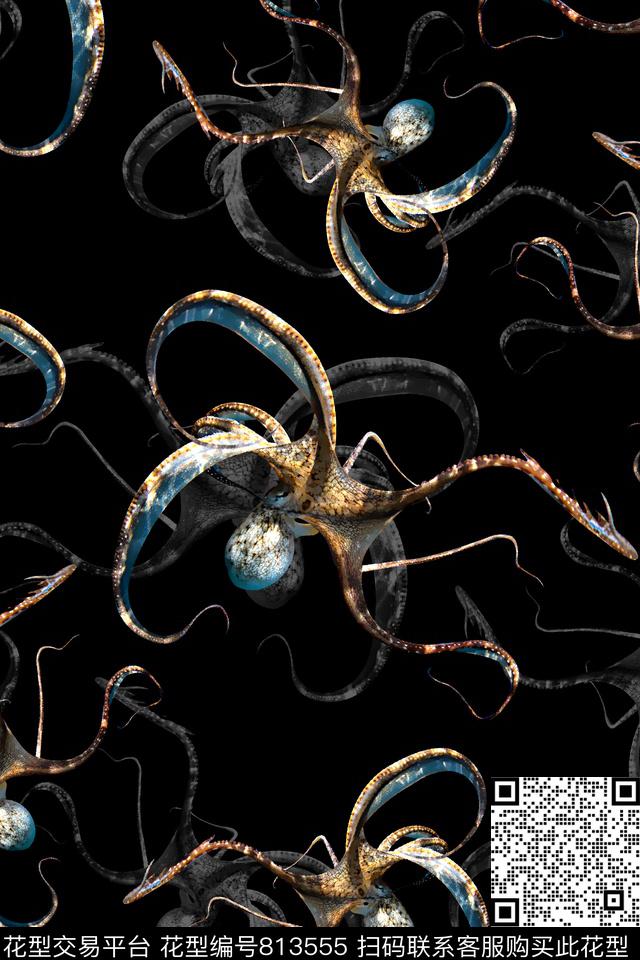 章鱼纹理男装夹克华亿平台数码印花华亿平台下载（图片编号: 813555） - 瓦栏（Walan）