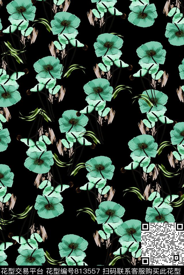 休闲花朵花卉数码印花华亿平台下载（图片编号: 813557） - 瓦栏（Walan）