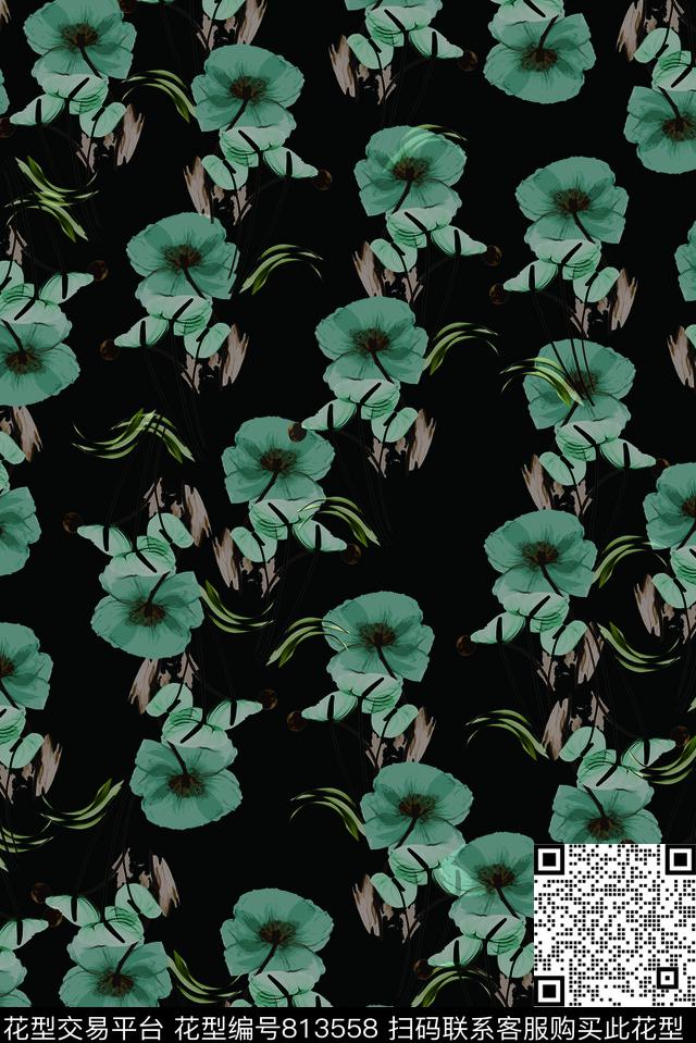 休闲花朵花卉数码印花华亿平台下载（图片编号: 813558） - 瓦栏（Walan）