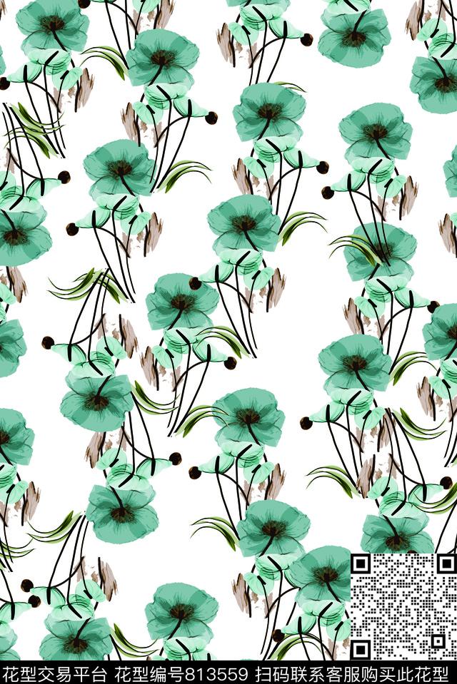 休闲花朵花卉数码印花华亿平台下载（图片编号: 813559） - 瓦栏（Walan）