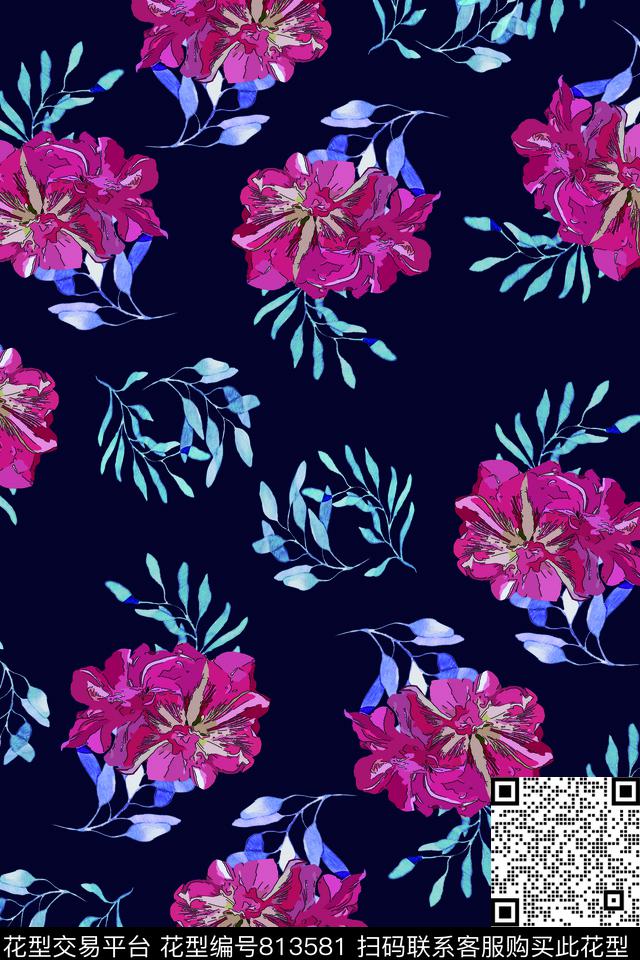 休闲花朵花卉数码印花华亿平台下载（图片编号: 813581） - 瓦栏（Walan）