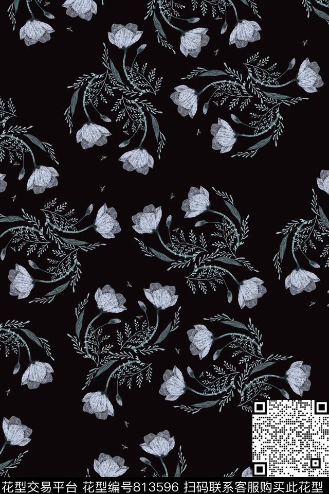 花卉花朵休闲数码印花华亿平台下载（图片编号: 813596） - 瓦栏（Walan）