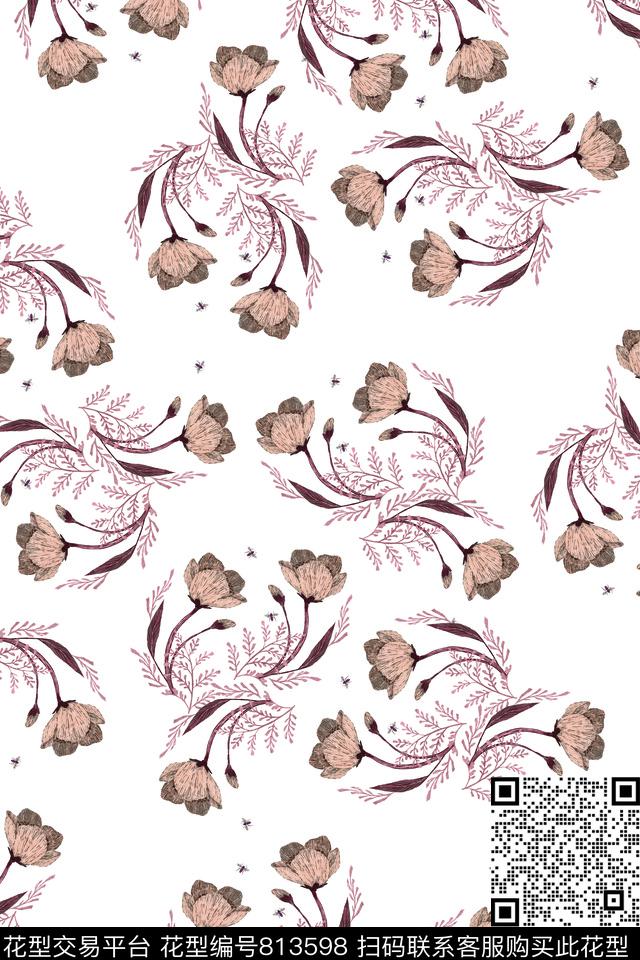 花卉花朵休闲数码印花华亿平台下载（图片编号: 813598） - 瓦栏（Walan）