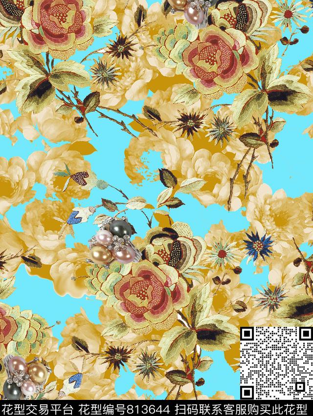 colorfullcoloriseflower数码印花华亿平台下载（图片编号: 813644） - 瓦栏（Walan）