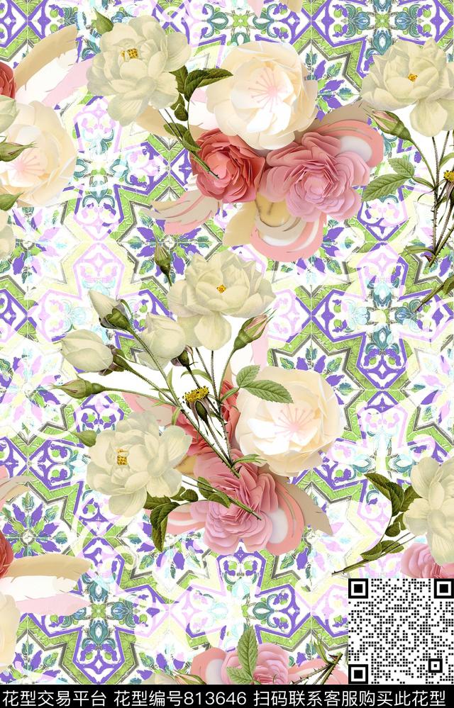colorfullflowercolorise数码印花华亿平台下载（图片编号: 813646） - 瓦栏（Walan）