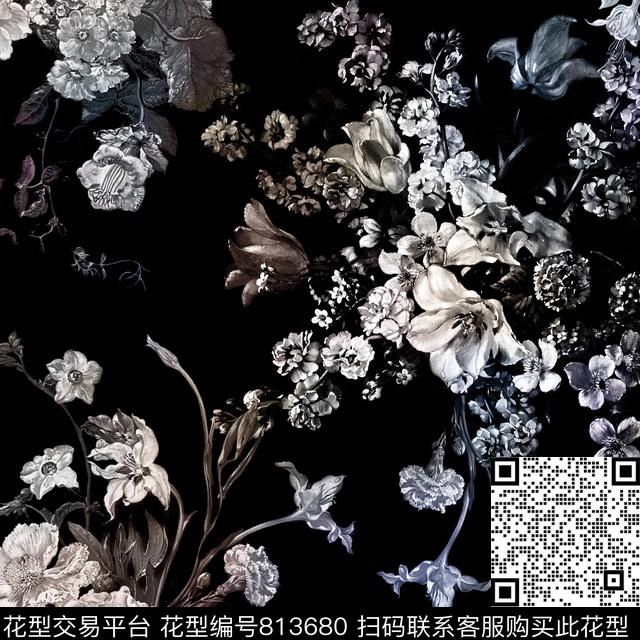 花朵多彩乱花数码印花华亿平台下载（图片编号: 813680） - 瓦栏（Walan）