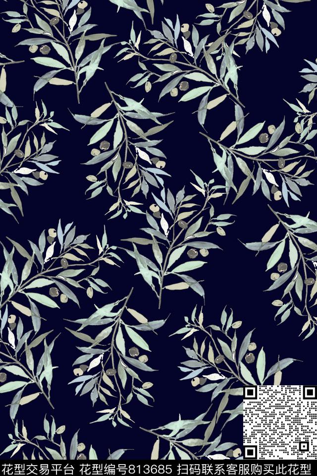 休闲叶子美丽传统印花华亿平台下载（图片编号: 813685） - 瓦栏（Walan）