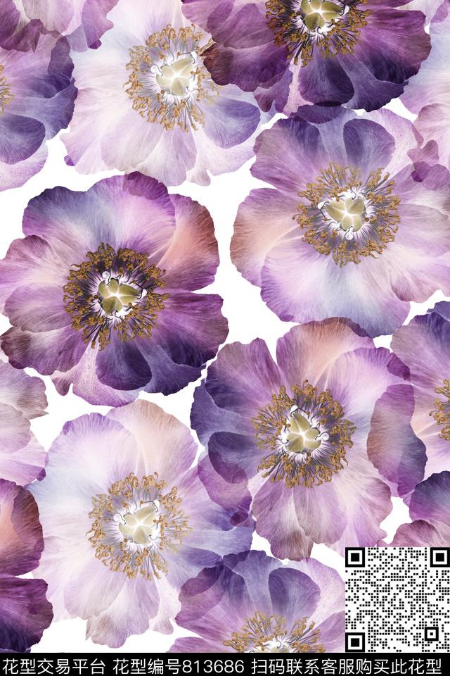 花朵多彩乱花数码印花华亿平台下载（图片编号: 813686） - 瓦栏（Walan）