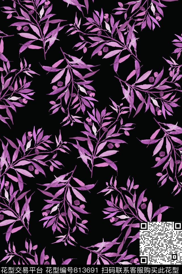 休闲叶子美丽传统印花华亿平台下载（图片编号: 813691） - 瓦栏（Walan）