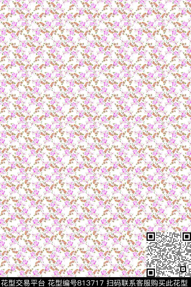 花朵花卉小碎花传统印花华亿平台下载（图片编号: 813717） - 瓦栏（Walan）
