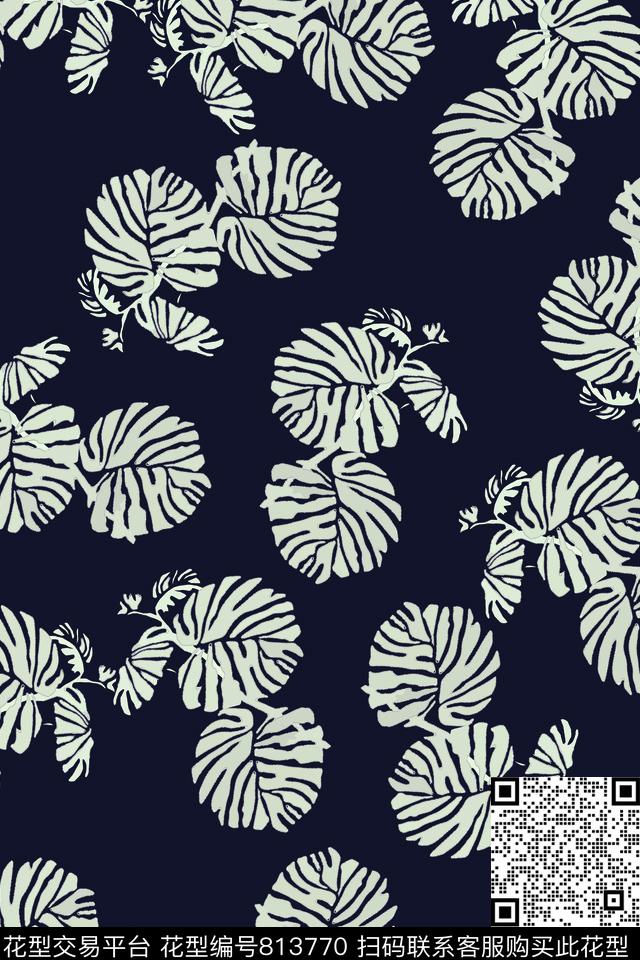 棕榈叶休闲植物纹传统印花华亿平台下载（图片编号: 813770） - 瓦栏（Walan）